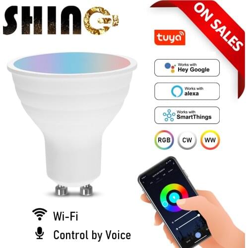 Voice Control 6W RGB Smart Light Bulb Dimmable GU10 WiFi LED Magic Lamp AC 220V Work with Alexa Google Home