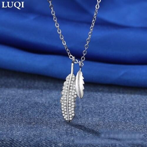 Womens Fashion S925 Silver Plated Platinum Micro-inlaid Zircon Leaf Pendant Personality Temperament Necklaces C001