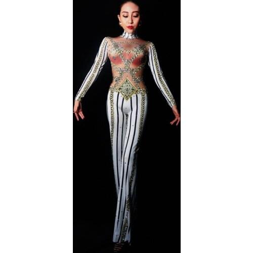 2020 Womens NEW Sexy 3D Print Jumpsuit One Piece Sexy Costume Bodysuit Stage Show Dance Wear Singer Pole Dance Outift