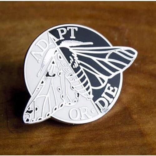 Peppered Moth Adapt or Die Enamel Brooch Pin Backpack Hat Bag Collar Lapel Pins Badges Women Mens Fashion Jewelry Accessories