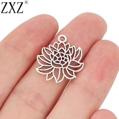 ZXZ 20pcs Tibetan Silver Color Filigree Flower Charms Pendants for Jewelry Making Findings 22x20mm