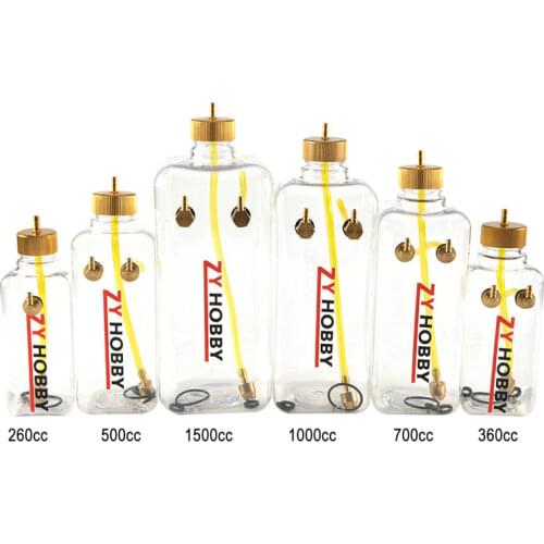 ZY High Quality 260CC 360CC 500CC 700CC 1000CC 1500CC Transparent Tanks Gas Fuel Tanks for Gas Airplane Model