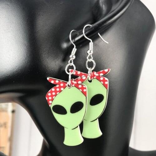 1pair Women Earrings cute acrylic green cartoon skull Drop Earring for Children Gift Woman Jewelry