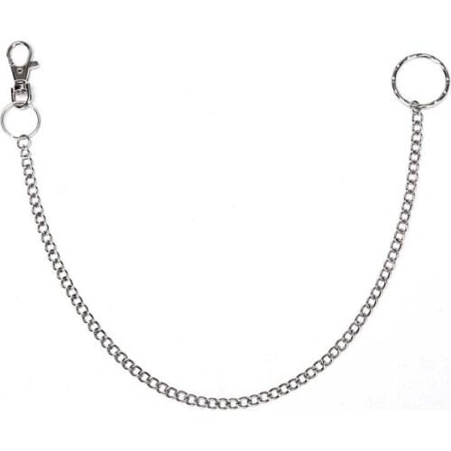 1pcs 38cm Long Metal Wallet Belt Chain Rock Punk Trousers Hipster Pant Jean Keychain Clip Keyring HipHop Jewelry