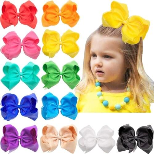 12 Pcs 8" Large Grosgrain Ribbon and Organza Hair Bows Clips For Girls Toddlers Teenager Kids