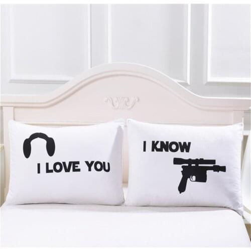 2pcs/set Rectangle Bed Pillowcase Cover for Bedding Print Couple Lover Soft 50cmx75cm / 50cmx90cm Pillow Case I Love You I Know