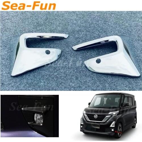2pcs Front Foglight Eyebrow Eyelids Cover Trim Fog Light Lamp Protector For Nissan Roox 2020 2021 2022 Car Accessories