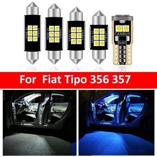 6pcs Bright Auto Interior LED Light Bulbs White Canbus Kit For Fiat Tipo 356 357 Car Accessories Map Dome Vanity Mirror Lamp