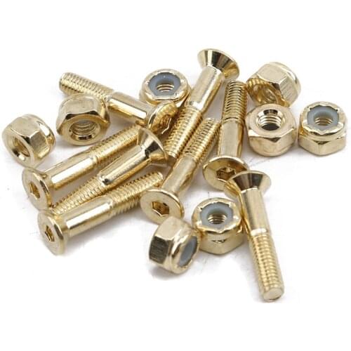 8 Pieces/ Set Cruiser Skateboard Hardware Screws Nuts Gold For Skateboarding Replacment Accesories
