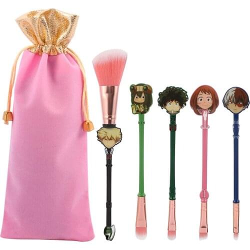 Free Shipping Cartoon Japan Anime My Hero Academia Cosplay Prop Cute Enamel Stickers Badge Makeup Brushes Beauty Tools with Bag