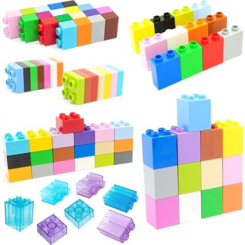 Bulk Big Building Blocks 4 Dots Square 2 hole Mosaic Bricks Assemble Accessories Compatible Duplos Baseplates Toys For Children