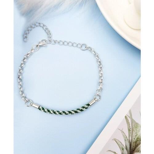 Stainless Steel Colorful Rope Charm Chain Bracelet for Couple Friends Gift Jewelry Fashion Simple Bracelets 2021 Trendy