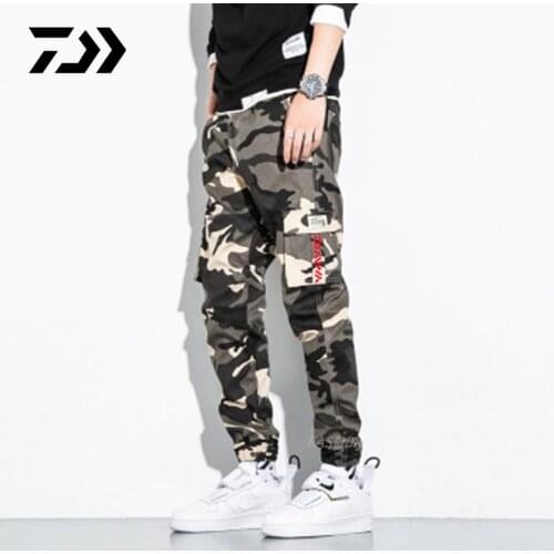 Daiwa Spring Autumn Mens Outdoor Sport Fishing Pants Camouflage Trend Multi-pocket Stitching Loose Mens Trousers Military New