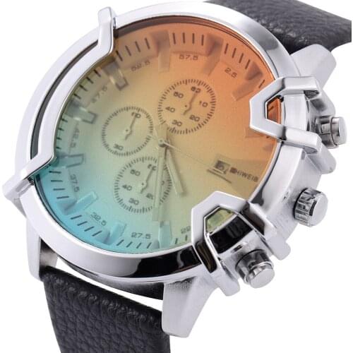 Top Brand Mens Sport Chronograph Watches Quartz Color Refractive Glass Creative Business Wristwatch Male Gift Relogio Masculino