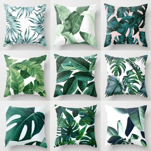 45 x 45cm Tropical Plants Pillow Case Polyester Decorative Pillowcases Green Leaves Throw Pillow Case Home Decor