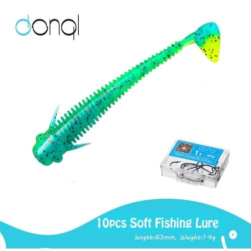 DONQL 10Pcs Fishing Lures Worms Soft Lures 1.4g 63mm Jigging Silicone Swimbait Sea Wobblers Fishy Smell Artificial Tackle Lures