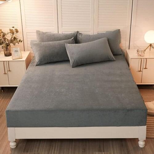 Elastic Fitted Sheet Quality Bed Linen Winter Warm Bed Sheet Crystal Velvet Mattress Cover Deep 30cm 160x200 Customize Any Size