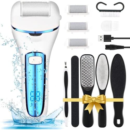 Electric Foot Callus Remover, 10-in-1 Rechargeable, Professional Foot Pedicure Kit, Waterproof Hard Skin Remover (green)