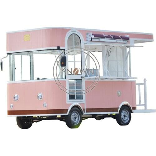 Pink Color Fast Food Truck Mobile Kitchen Ice Cream Coffee Hot Dog Cart Electric Food Cart Shipping By Sea Support Customized
