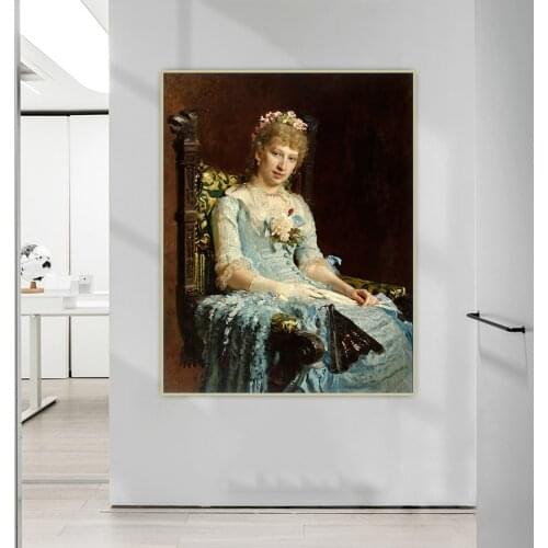 Ilya Efimovich Repin《Woman portrait》Canvas Oil Painting Aesthetic Poster Picture Wall Hanging Decor Home Living Room Decoration