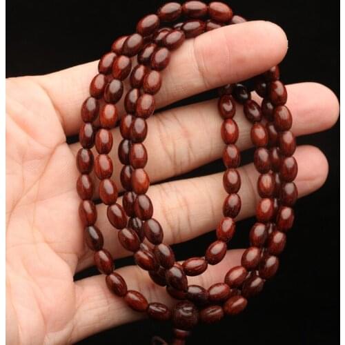 Indian Sandalwood Rosewood Rice 5mmx7mm Wooden Necklace Bracelet 108 Wooden Bead Bracelet Necklace Bracelet Yoga Zen