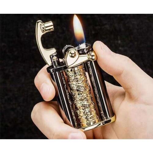 Zorro Kerosene Lighter Rotating Dragon Pillar Creative Personality Grinding Wheel Retro Igniter Mens Exquisite Birthday Gift