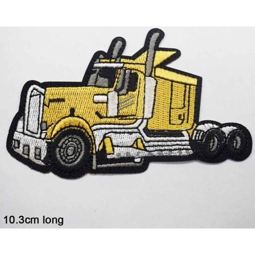 Cool Excavator Concrete Fire Truck Semi Tractor Trailer Trucks Iron on Embroidered Embroidery Clothes Patch For Clothing Boys