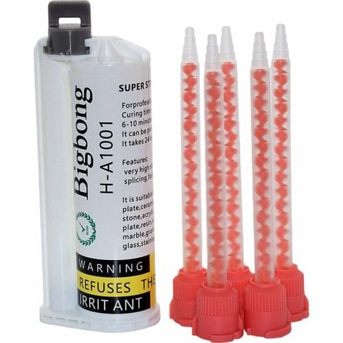 Black AB Glues 50ml 10:1 Glue Adhesive Two-Component Strong Adhesives with 5pc 10:1 Static Mixing Nozzles Glues Mixed Tube Set