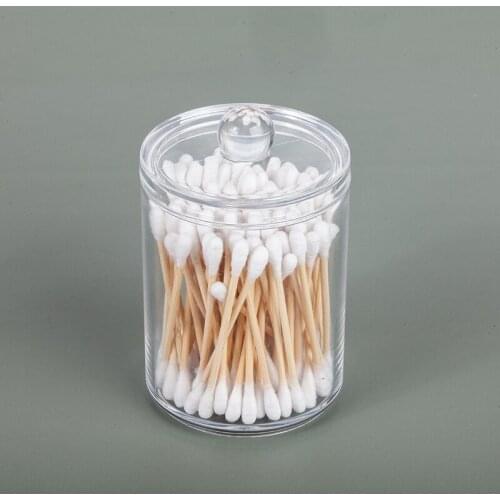 Round Acrylic Cotton Swab Storage Tube Transparent Cosmetic Storage Box Dustproof Cotton Swab Storage Box With Cover