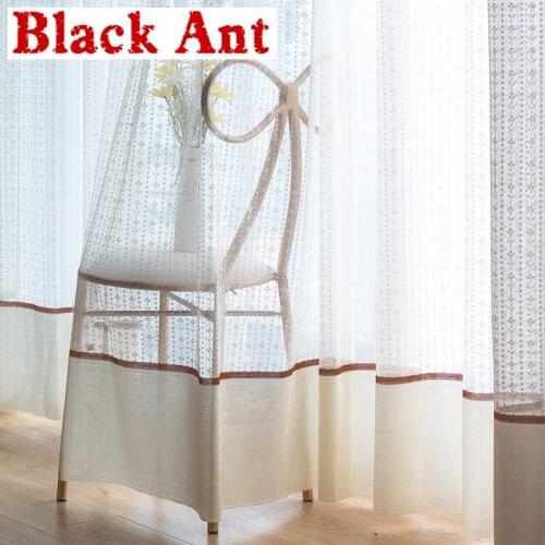 Lace Sheer Curtain for Living Room Natural Pastoral Tulle Curtain for Balcony Kitchen Drape Voile Window Fabric Blinds X089#40