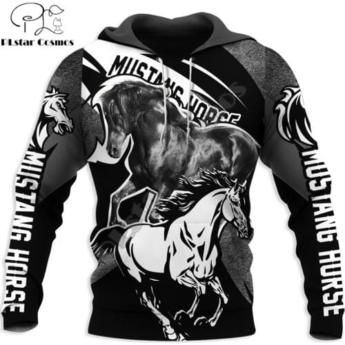 3D Printed Mustang Horse Animal Hoodie Harajuku Sweatshirt Streetwear autumn hoodies Unisex Casual jacket Tracksuits DK003