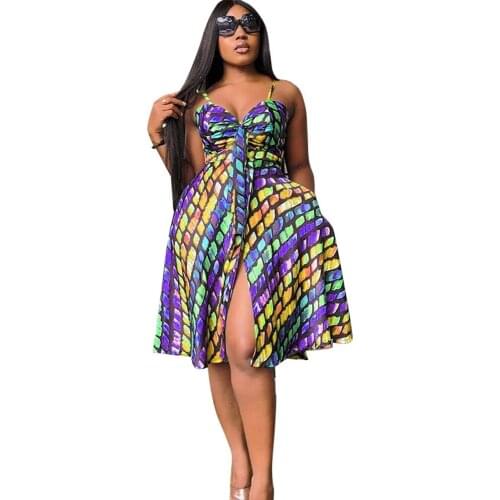 2021 Summer African Dresses For Women Print Abaya Ankara Dashiki Midi Dress Sleeveless Elegant Ladies Boubou Africa Clothing