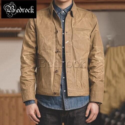 American retro khaki mens canvas oil wax jacket Ami Kaji oil wax jacket mens coat