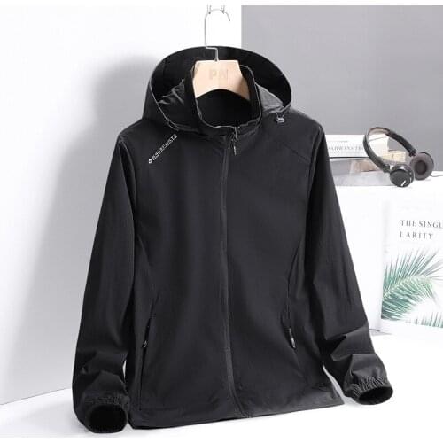 Mens Sports Jackets Hooded Outdoor Trench Coat Spring Autumn Water-resistant Windbreaker Hiking Cycling Camping Plus Size L-8XL