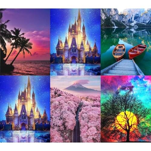 Diamond painting kit, 5D embroidery painting kit for gem cross stitch crafts, landscape mosaic, 3D, gift with round diamond