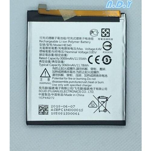 Original HE340 3000mAh Battery For Nokia 7 Nokia7 HE 340 Batteries Bateria