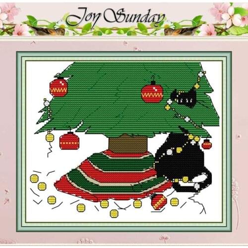 Holiday Surprise cat Counted Cross Stitch 11CT Printed 14CT Cross Stitch Sets wholesale Cross-stitch Kits Embroidery Needlework