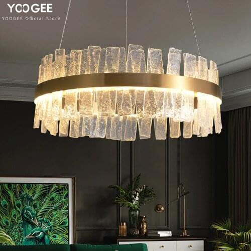 Luxury round led chandelier gold living room decoration lustre large modern bedroom frosted glass hand lamp circle light fixtur