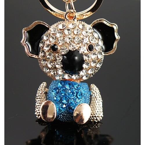 Luxury Cute Bling Full Rhinestones Bear Keychain Car Key Chain Ring Pendant For Bag Charm Hot Sale Girl Birthday Gifts
