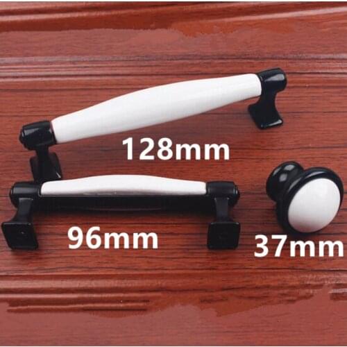 White black kitchen cabiner drawer pull knob white ceramic dresser door handle 5" 96mm modern simple retro furniture handle128mm