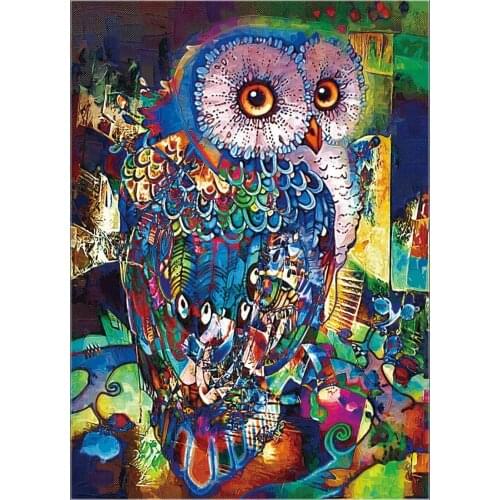 Counted Cross Stitch Kits Needlework Embroidery - 14 ct Aida DMC Color DIY Arts Handmade Home Decor -Colorful Owl