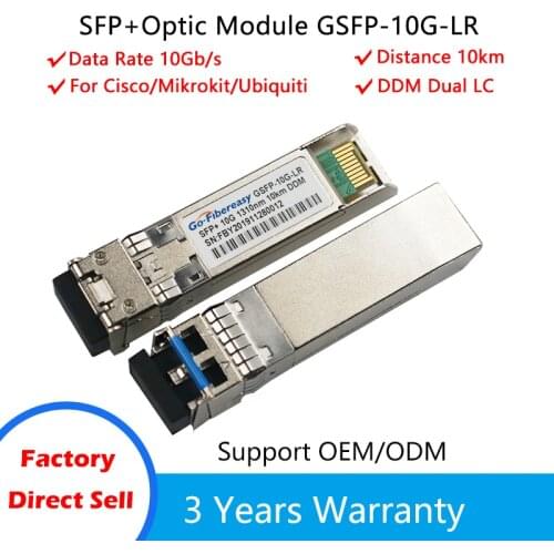 SFP Module 10GBase Singlemode 1310nm 10km SFP Fiber Optic Module Compatible for Cisco/Mikrotik/Zyxel SFP LC Fiber Switch Module