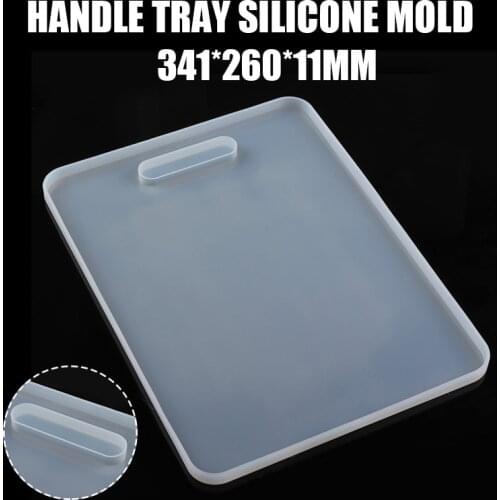 Handle Tray Silicone Mold DIY Crystal Rectangle Mold Mirror Epoxy Resin Casting Moulds Crafts 341*260*11mm
