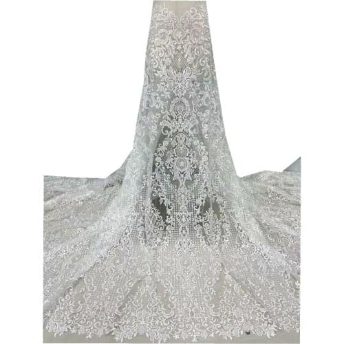SJ Lace Handmade Beaded African Lace Fabric 2021 High Quality Lace Bridal Embroidery Lace Nigerian Lace Fabric For Wedding J4-39