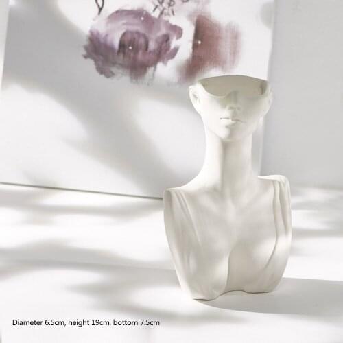Nordic Ceramic Body Dried Flower Vase Ornaments Abstract Half Face Portrait Vase Dried Flower Vases Home Decoration Accessories