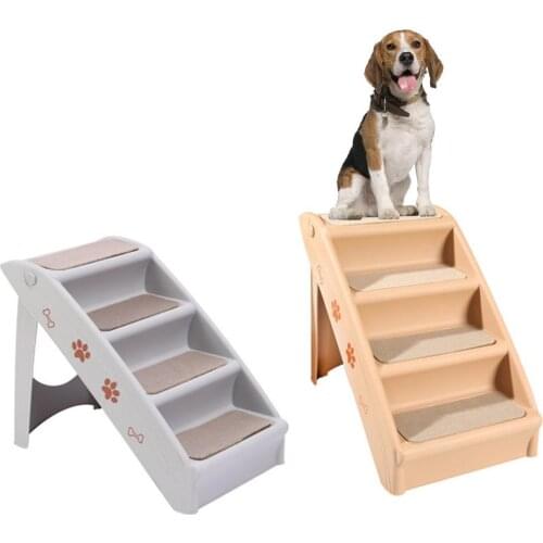 Dog Stairs Pet 4 Steps Stairs For Small Dog Cat Dog House Pet Ramp Ladder Anti-slip Removable Dogs Bed Pet Folding Stairs Ladder