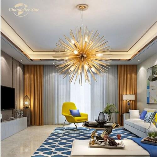 Dandelion LED Chandeliers Lighting Postmodern Firework Lamp Nordic Round Metal Lights Lustre for Living Room Bedroom Dining Room