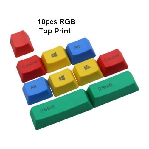 10 Pieces RGB Thick PBT Keycaps OEM Profile Modifiers for Cherry MX Switches of 61-key 87-key 108-key Mechanical Keyboard