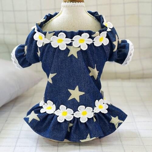 Spring Daisy Dress Pet Clothes For Small Dogs Cats Summer Clothing Print Skirt Chihuahua Outfits Yorkies Dresses French bulldog