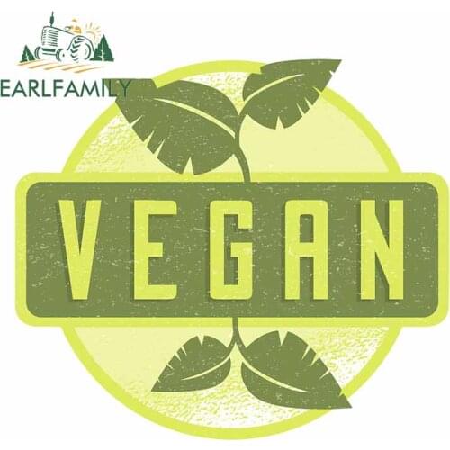 EARLFAMILY 13cm x 12.8cm for Vegan Leaf Logo Car Stickers Windshield Motorcycle Decal Refrigerator Cartoon Anime Vinyl Car Wrap